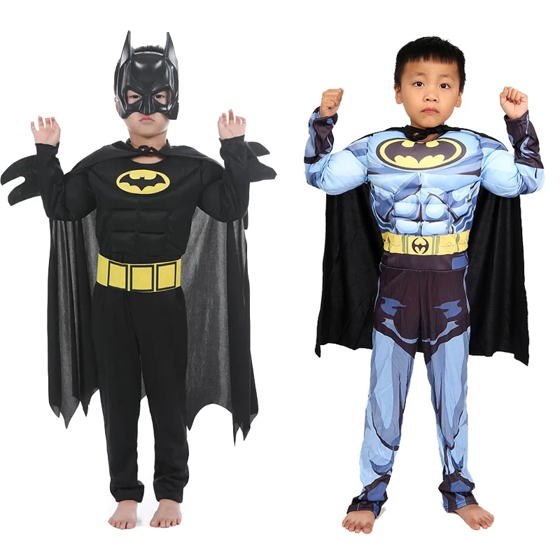 Bambini Batman Cosplay Tuta Hero Costume Suit Con Cape Mask Men Superhero Wayne Cosplay Festa Di Carnevale Di Halloween Di Alta Qualità