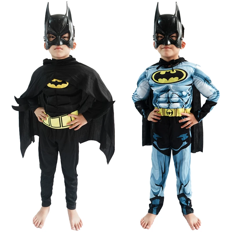 Bambini Batman Cosplay Tuta Hero Costume Suit Con Cape Mask Men Superhero Wayne Cosplay Festa Di Carnevale Di Halloween Di Alta Qualità