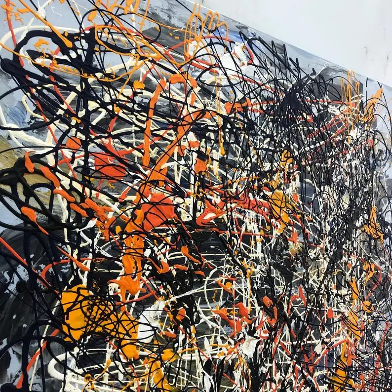 Jackson Pollock Style Painting Colorful Fine Art Original Big Paintings On Canvas Modern Fine Art Handmade For Living Room Decor