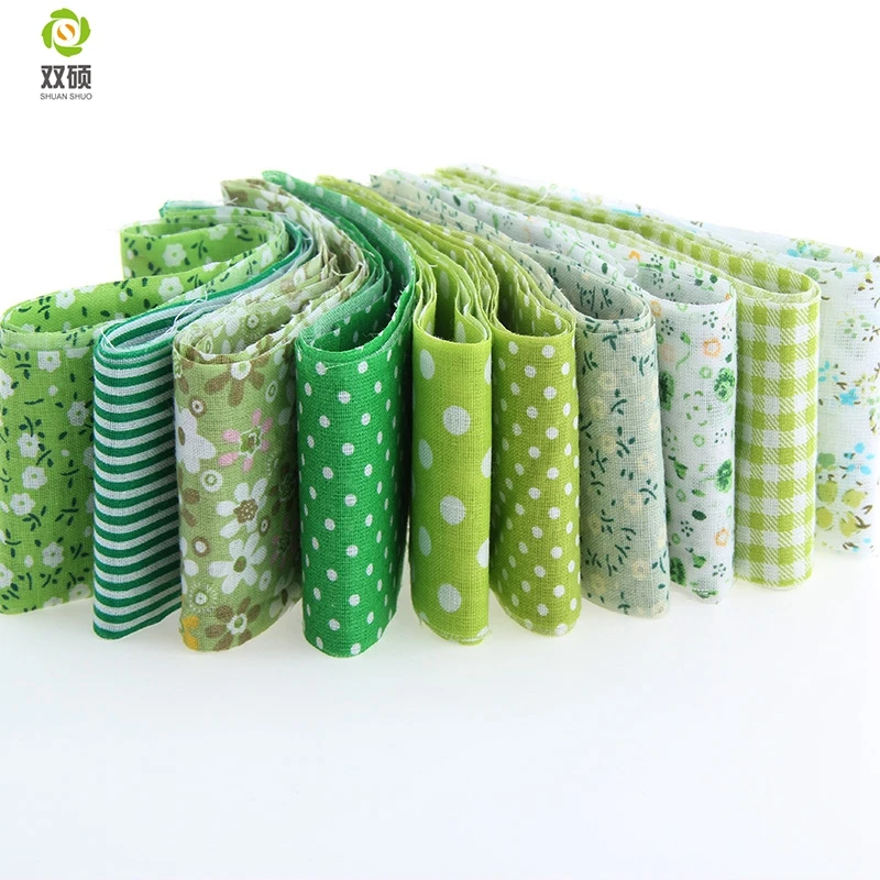 2016 New 10Pcs Green Color Royal  Theme 100% Cotton Fabric Strips Quilting Jelly Roll Patchwork Crafts For Diy Sewing Toys