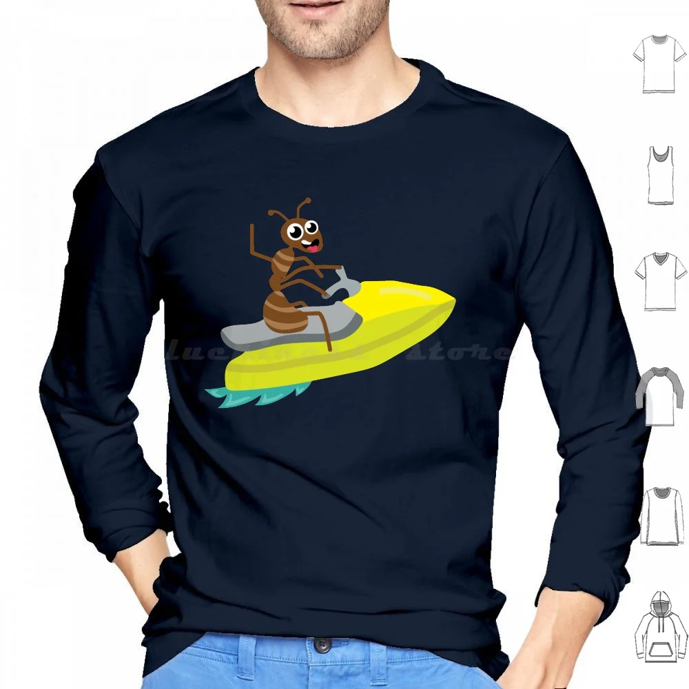 Ant Riding A Sea Doo Felpe Con Cappuccio Manica Lunga Ant Riding Sea Doo Seadoo Ant On A Seadoo Ant On A Sea Doo Lettercann