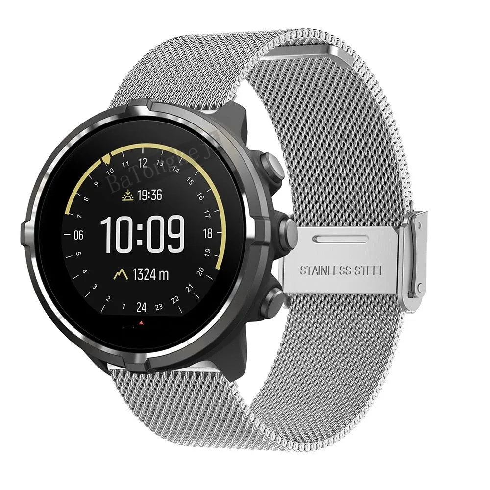 24Mm Cinturino In Acciaio Inossidabile Cinturino Milanese Per Suunto 9/ Suunto 9 Brao /Suunto D5/ Suunto Spartan Sport Polso Hr Baro