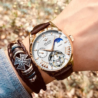 Ailang Quality Tourbillon Orologio Da Uomo Uomo Moon Phase Automatic Montre Diesel Orologi Meccanico Trasparente Steampunk Clock Ail