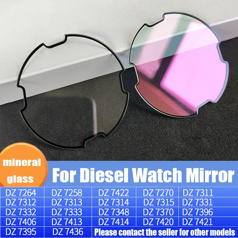 Vetro Minerale 52.4Mm Per Diesel Dz7264 Dz7311 Dz7348 7420 7395 7258 Square Black Edge Layer Lenti Per Orologi Specchio Parte Di Ricambio