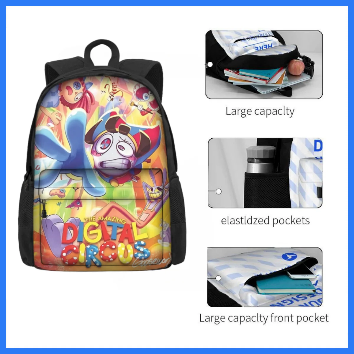 The Amazing Digital Circus School Zaino Jax Zaino Digital Circus Bag Multi Color Digital Anime Circus Regali Di Natale