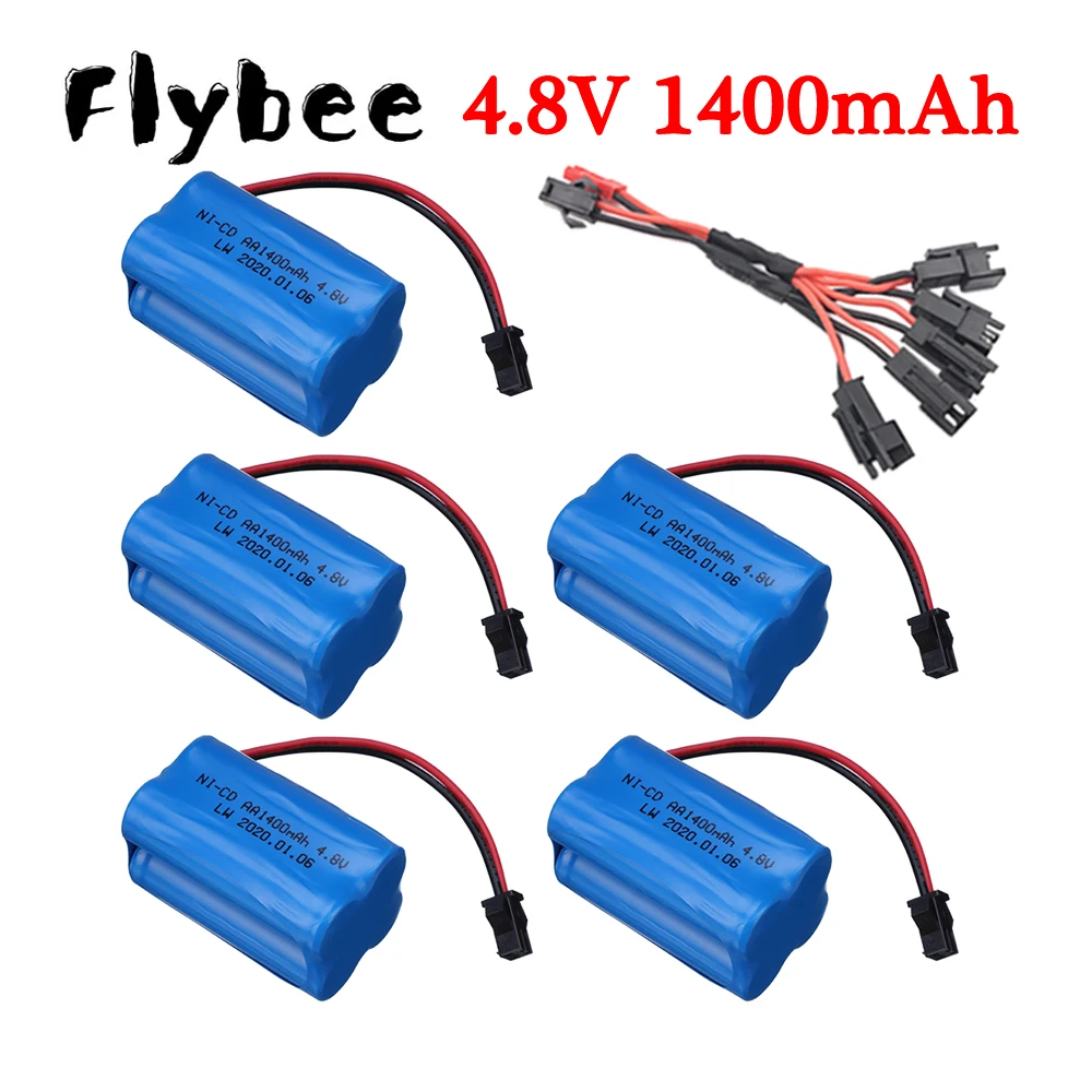 Batteria Nicd 4.8V 1400Mah E Cavo 5 In 1 Per Giocattoli Rc Auto Camion Serbatoi Robot Pistole Barche Aa 4.8V Batteria Ricaricabile