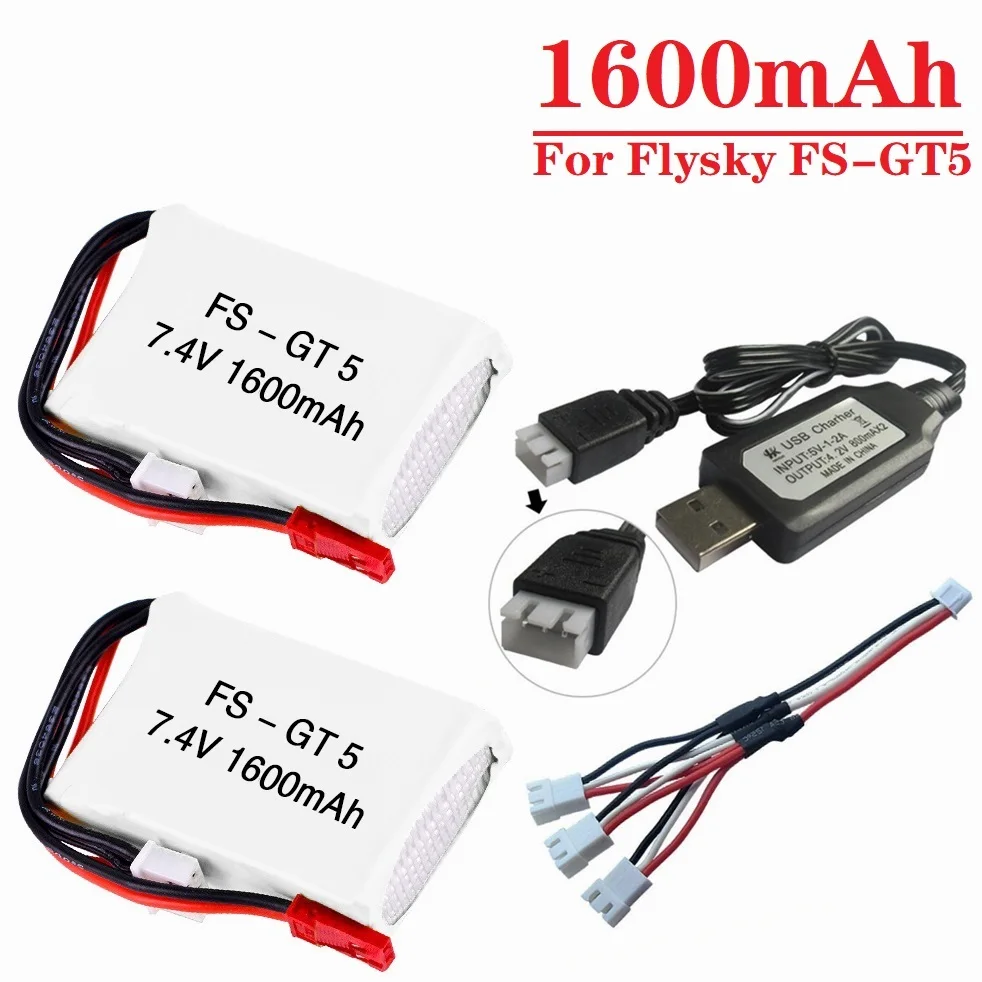 Batteria 7.4V 1600Mah Per Flysky Fs-Gt5 Mc6C/Mce7 2.4G 6Ch Trasmettitore Pezzi Di Ricambio Batteria Lipo 7.4V Per Trasmettitore Rc Gt-5