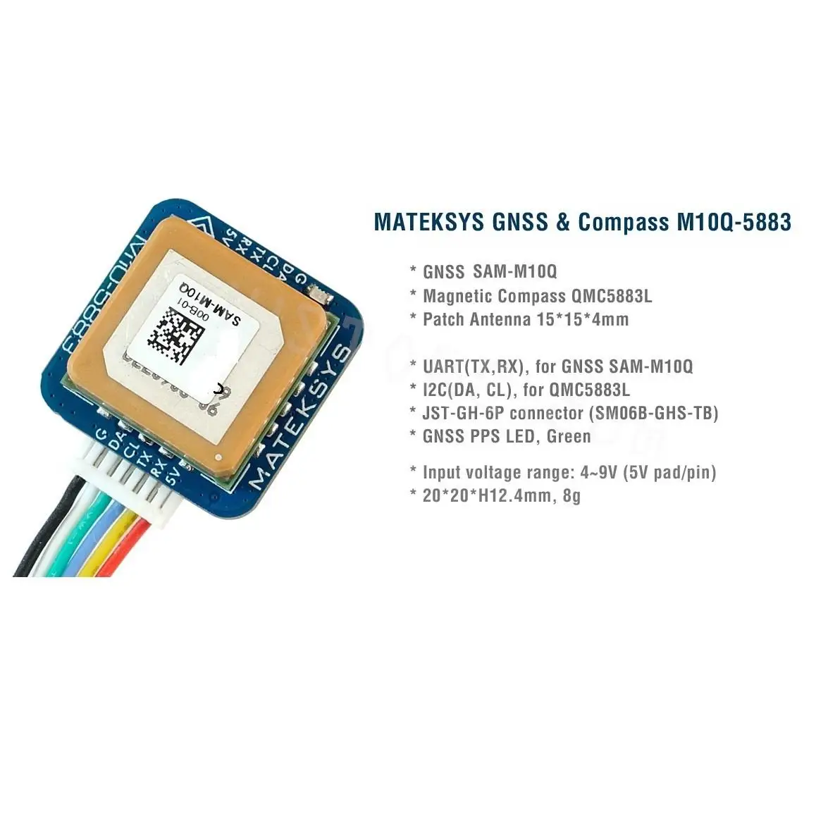 Nuovi Sistemi Matek M10Q-5883 72 Canali Sam-M10Q Gps E Qmc5883L Digital Airspeed 4 ~ 9V Con Modulo Bussola Per Rc Fpv Racing Drone