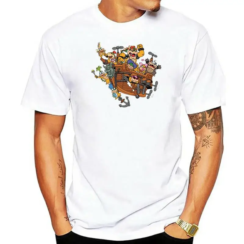 Moda Uomo Manica Corta T-Shirt Bowser Famiglia Bowser Junior Impressionante Maglietta Da Gioco Magliette Magliette Anime Harajuku Streetwear