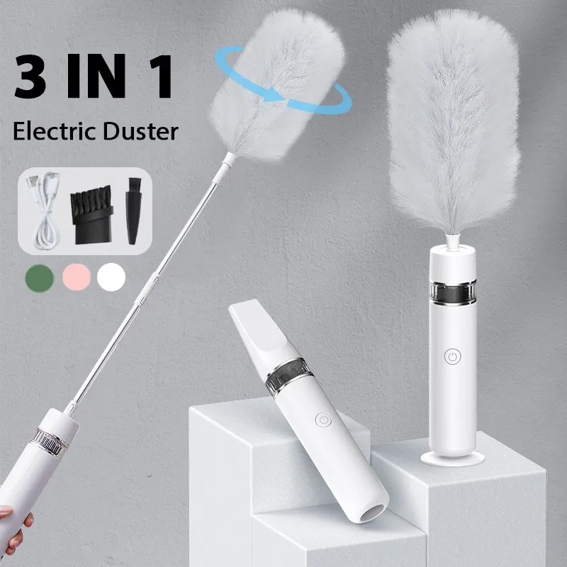3 In1 Spolverino Ricaricabile Aspirapolvere Elettrico Spin Scrubber Ruota Divano Detergente Antipolvere Strumenti Per Spazzole Per La Pulizia Della Ca