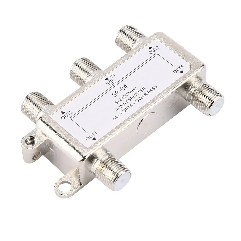 4 Way 4 Canale Satellitare/Antenna/Tv Via Cavo Splitter Distributore Di 5-2400Mhz F Tipo Sp-04 Booster Splitter Tv Di Casa Attrezzature