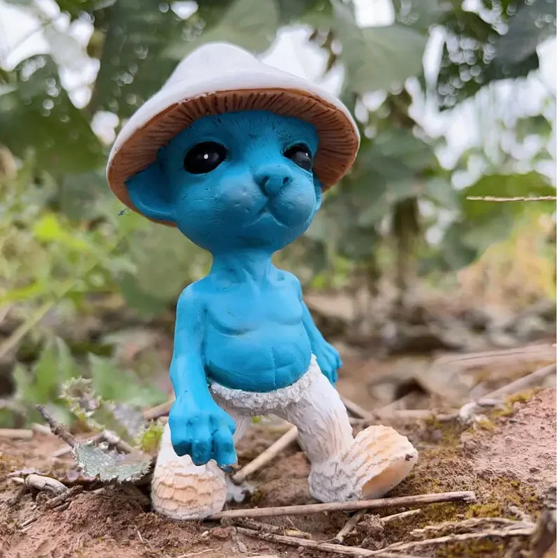 13Cm Smurf Cat Statue Cute Anime We Live We Love We Lie Shailushai Sculpture Creative Blue Cat Home Desktop Decor Decoration