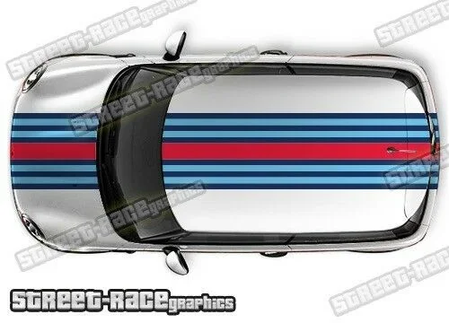 Per 1Set Mini Martini Style Racing Stripes Bonnet & Roof Stickers Graphics Cooper