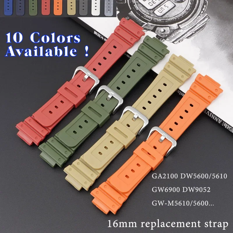 Bracciale In Gomma Trasparente Per Dw6900 Dw5600/5610 Gw6900 Dw9052 Gw-M5610/5600 Diving 16Mm Cinturino In Acciaio Inossidabile Fibbia Da Uomo
