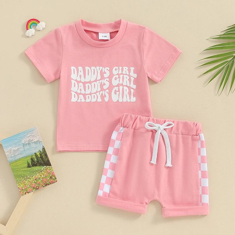 Toddler Baby Girl Summer Outfit Daddys Girl Mamas Bestie T Shirt Shorts Set Infant Girl 2 Pezzi Short Set 6M-3T