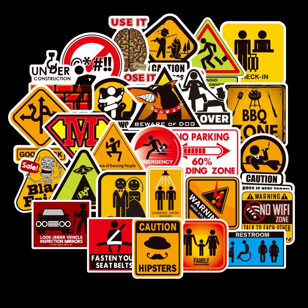 Scrapbook Moto Decor Sticker Chitarra Cancelleria Sticker Graffiti Sticker Pericolo Avvertimento Divieto Promemoria Segni Adesivi