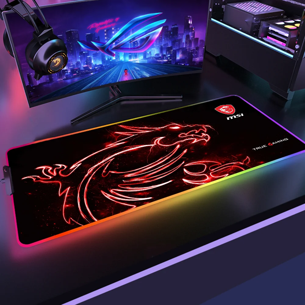 Msi Back Light Mouse Pad Gaming Desk Accessori Tappetino Da Tavolo Cheap Pc Gamer Cabinet Deskmat Big Mousepad Retroilluminazione Led Mousepad