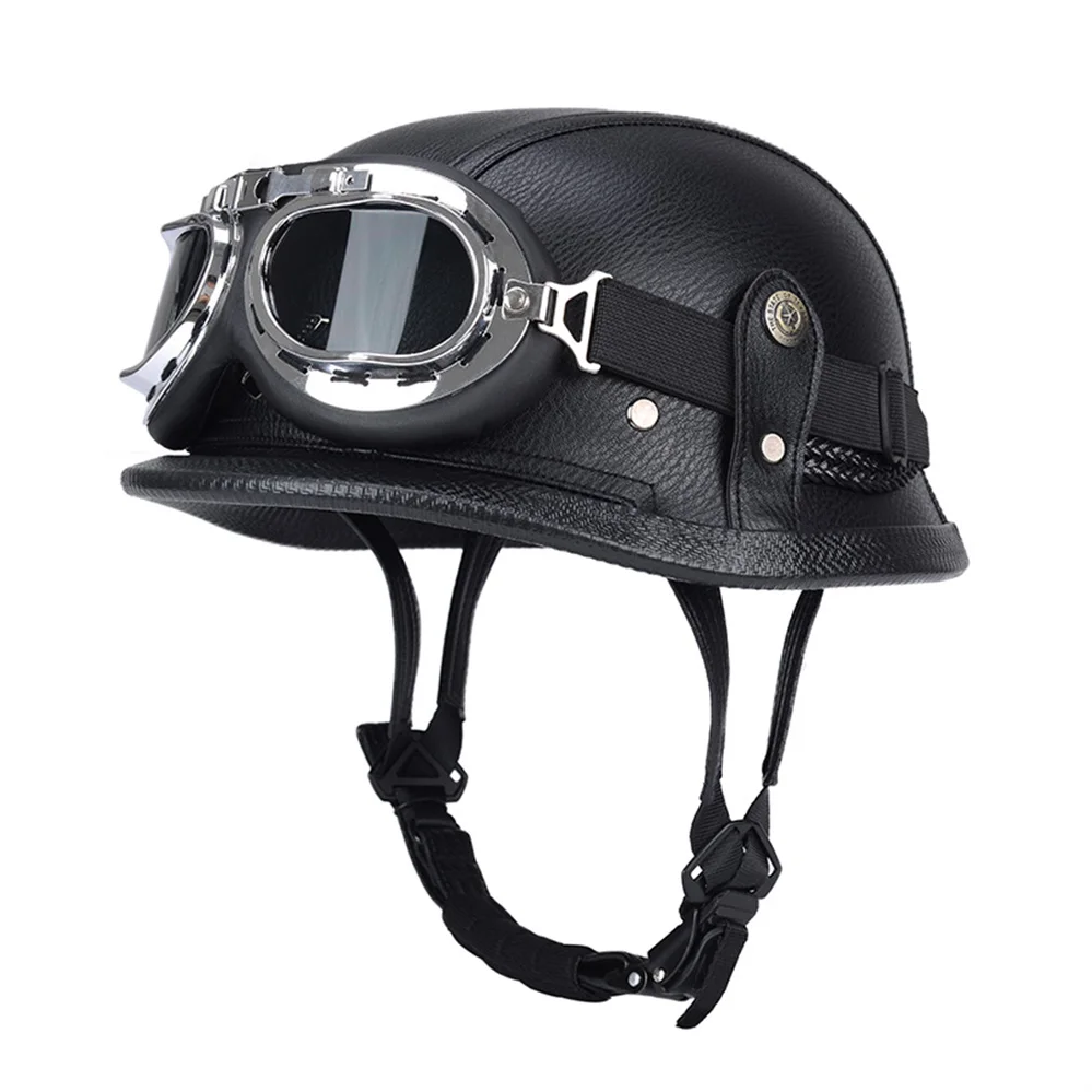 Caschi Vintage Germen Tipo Pu Leather Moto Casco Para Half Face Touring Helmet Capacete Dot Kask Street Riding Helm