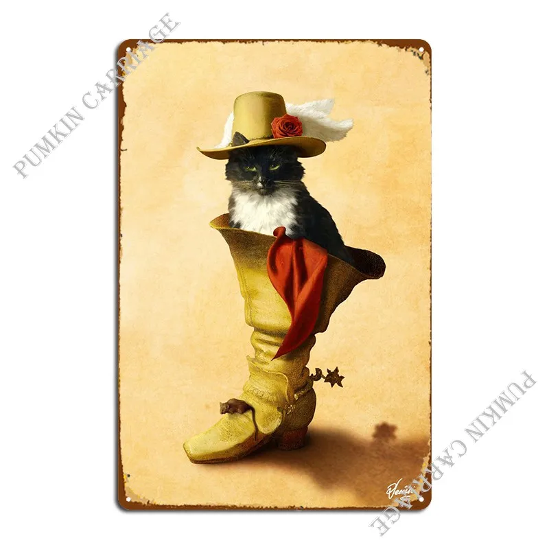 Little Puss In Boots Insegne In Metallo Cinema Club Party Kitchen Character Wall Custom Tin Sign Poster