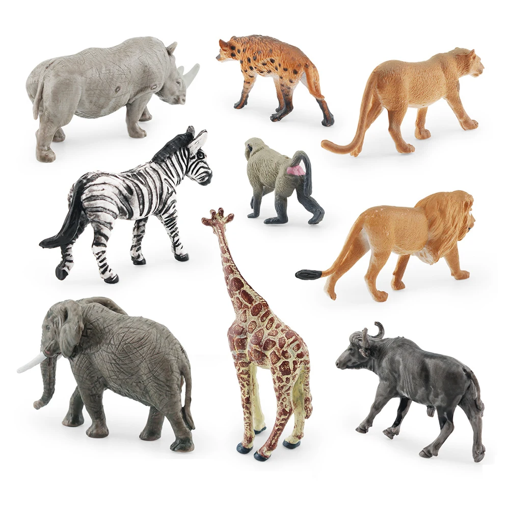 Simulazione Animal Toy Figures Wild Zoo Farm Animal Zebra Rhino Model Figures Toy For Chidlren Kids Gift Giocattolo Cognitivo