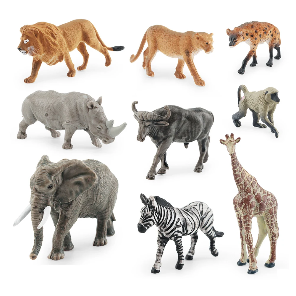 Simulazione Animal Toy Figures Wild Zoo Farm Animal Zebra Rhino Model Figures Toy For Chidlren Kids Gift Giocattolo Cognitivo