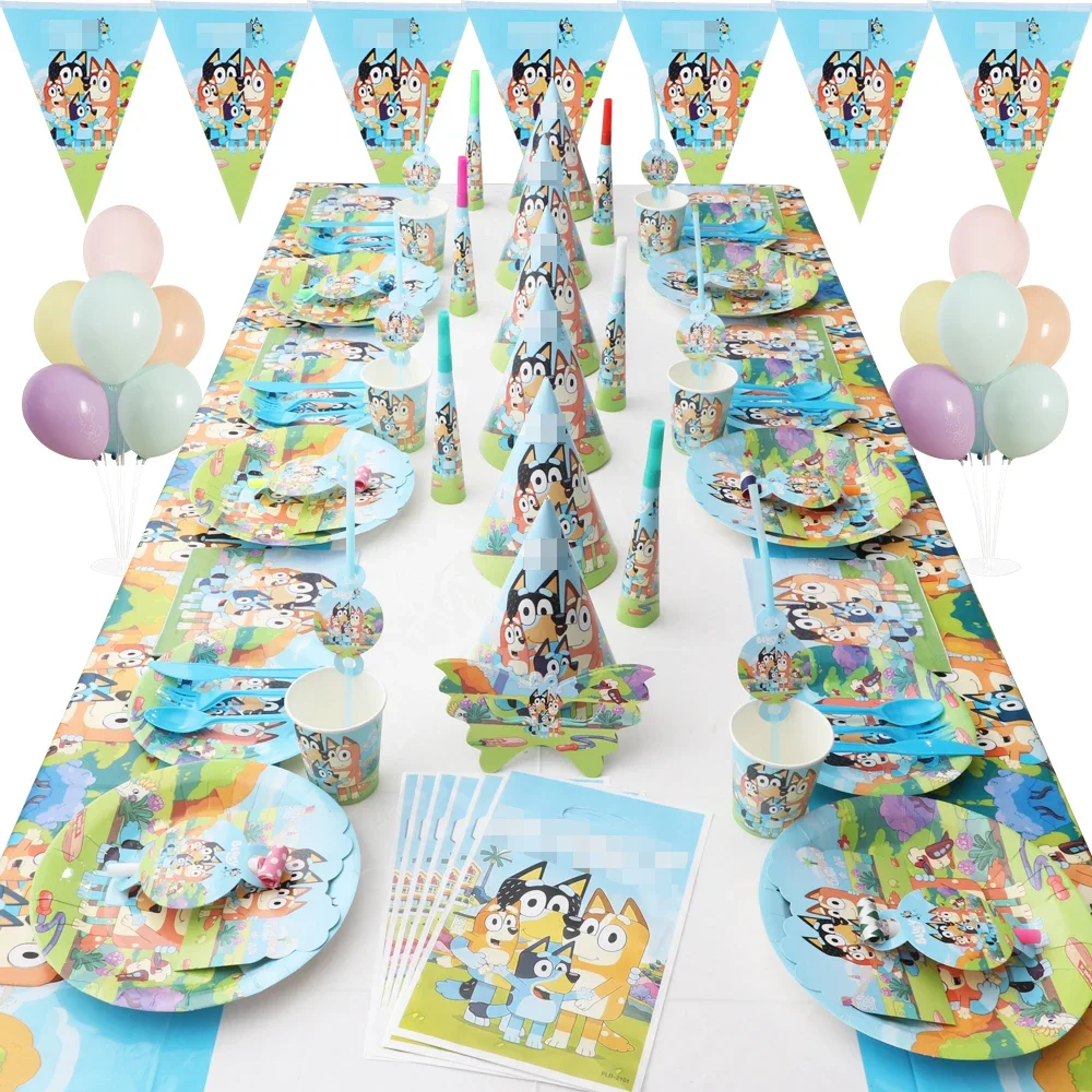 Bluey Decorazioni Per Feste Set Di Palloncini Per Cartoni Animati Palloncino In Pellicola Di Alluminio Bluey Dog Birthday Party Decoration Layout Forn