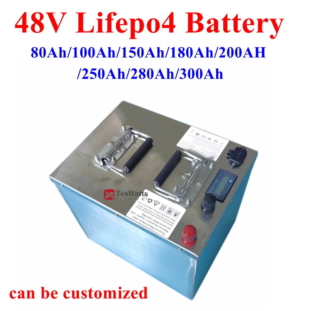 48V Lithium Lifepo4 Batteria 80Ah 100Ah 150Ah 180Ah 200Ah 250Ah 280Ah 300Ah Per E-Bike Agv Demo Go Cart Skateboard Moto