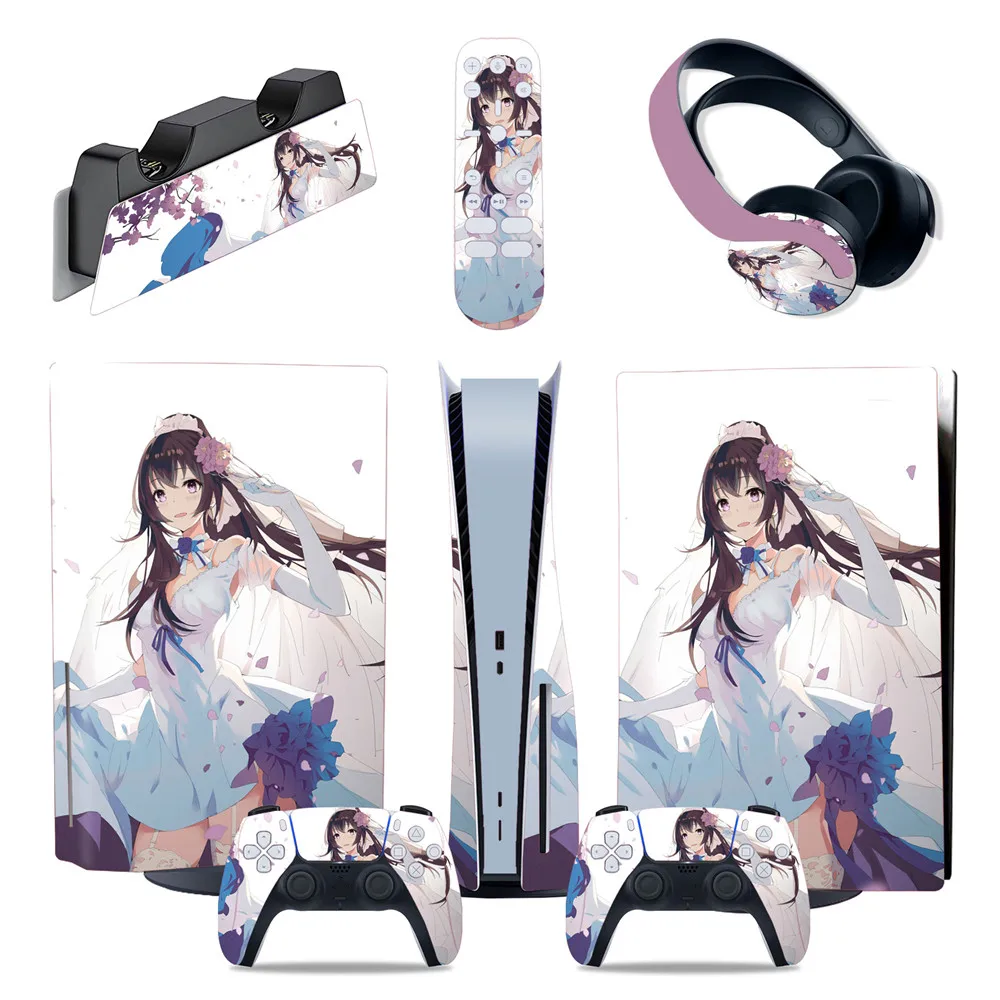 Cinque In Uno Full Skin Compatibile Con Ps5 Console Controller Disc Edition, Adesivi Decalcomanie In Vinile Per Ps5 Console Disc Edition
