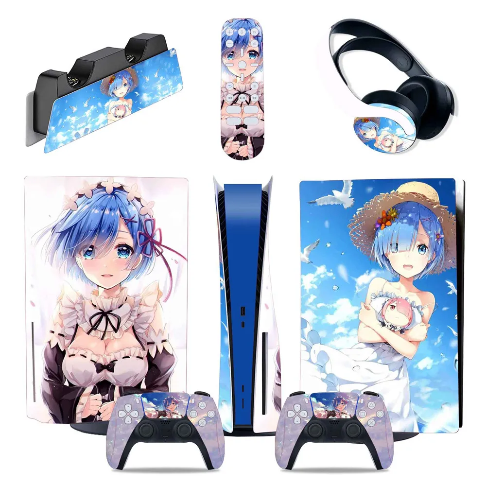 Cinque In Uno Full Skin Compatibile Con Ps5 Console Controller Disc Edition, Adesivi Decalcomanie In Vinile Per Ps5 Console Disc Edition