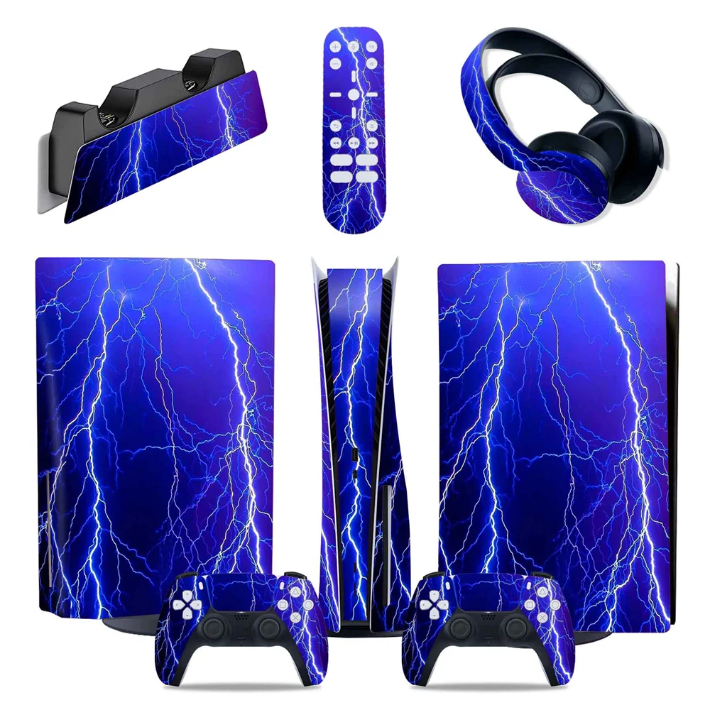 Cinque In Uno Full Skin Compatibile Con Ps5 Console Controller Disc Edition, Adesivi Decalcomanie In Vinile Per Ps5 Console Disc Edition