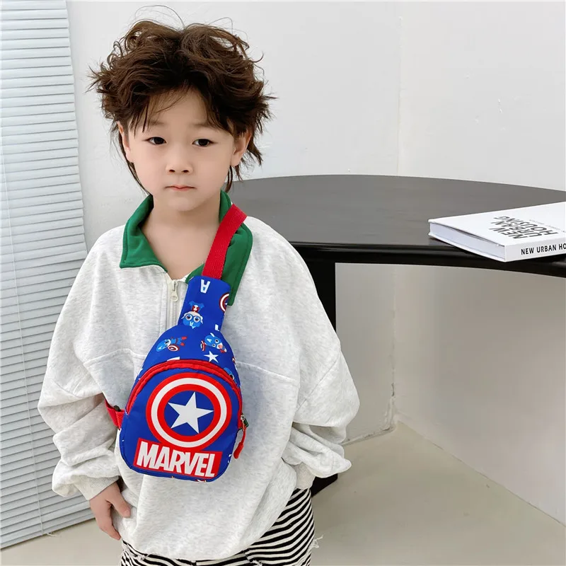 Disney Anime Iron Man Captain America Figure Nylon Bambini Fashion Cartoon Chest Bag Casual Crossbody Shoulder Bag Regali Per Bambini