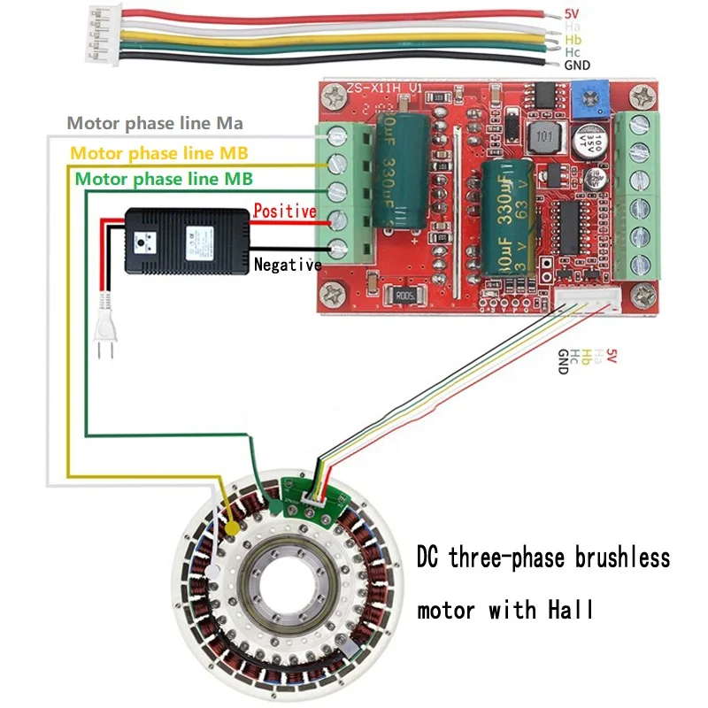 Dc 6-60V 400W Bldc Trifase Dc Brushless Motor Controller Pwm Hall Motor Control Driver Board 12V 24V 48V