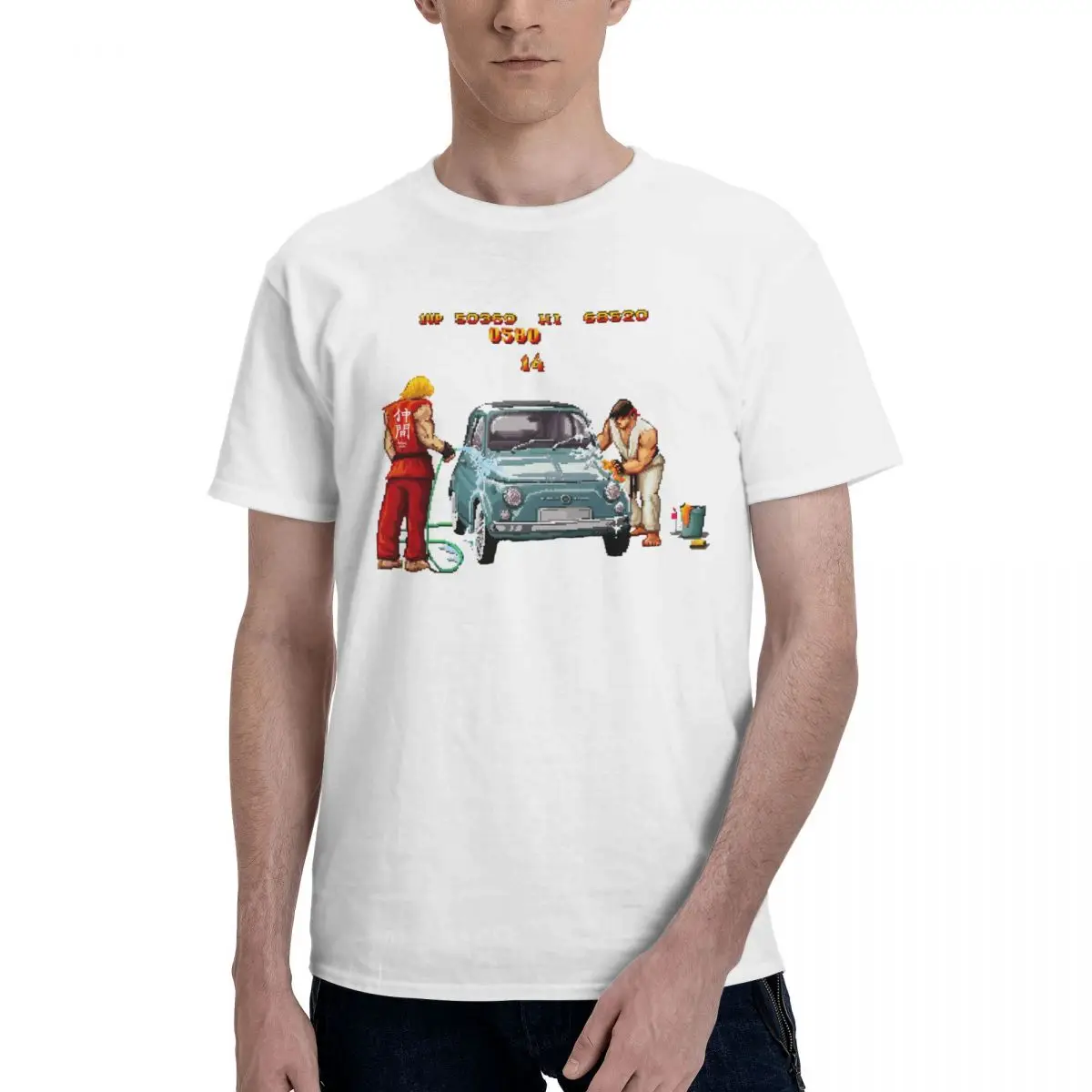 T-Shirt Street Fighter Car Wash Design Per Girocollo Campagna Umorismo Graphic Tees Funny Graphic Leisure Taglia Usa