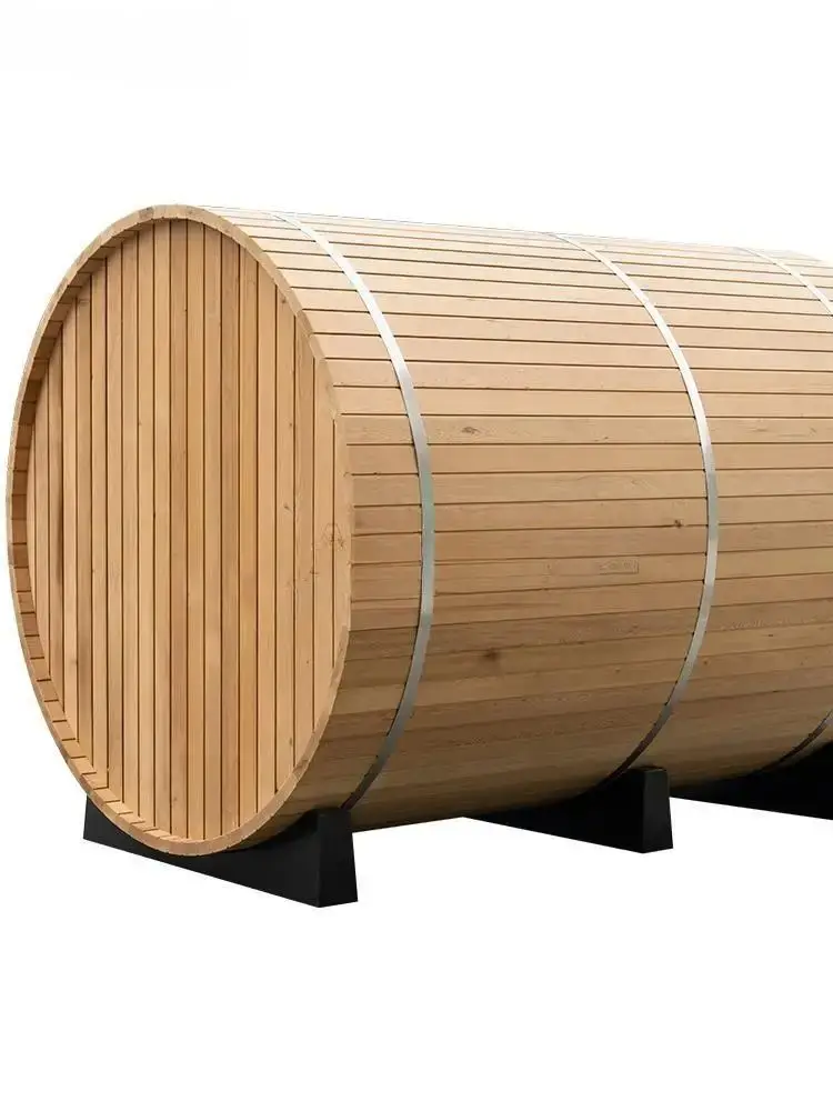 Sauna A Botte All'Aperto Rustica Deluxe Con Finestra Sauna A Botte Panoramica In Pino