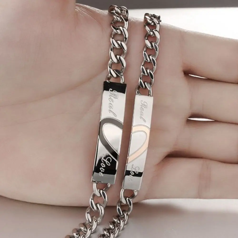 Catena Real Love Coppie Bangle Bracciali In Titanio In Acciaio Inossidabile