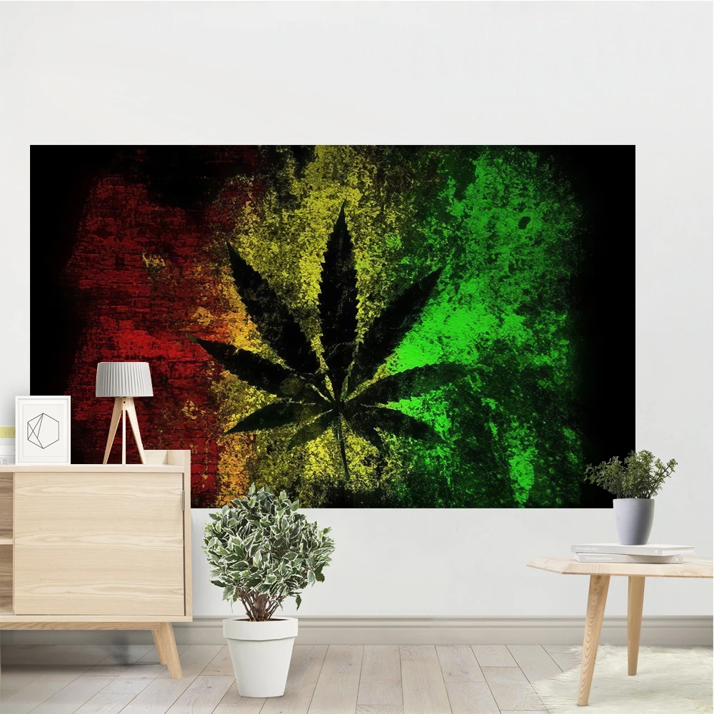 Beauty Psichedelic Leaf Weed Tapestry Hippie Naked Girl Wall Hanging Art Bedroom Living Room Dorm Back To School Season Decor