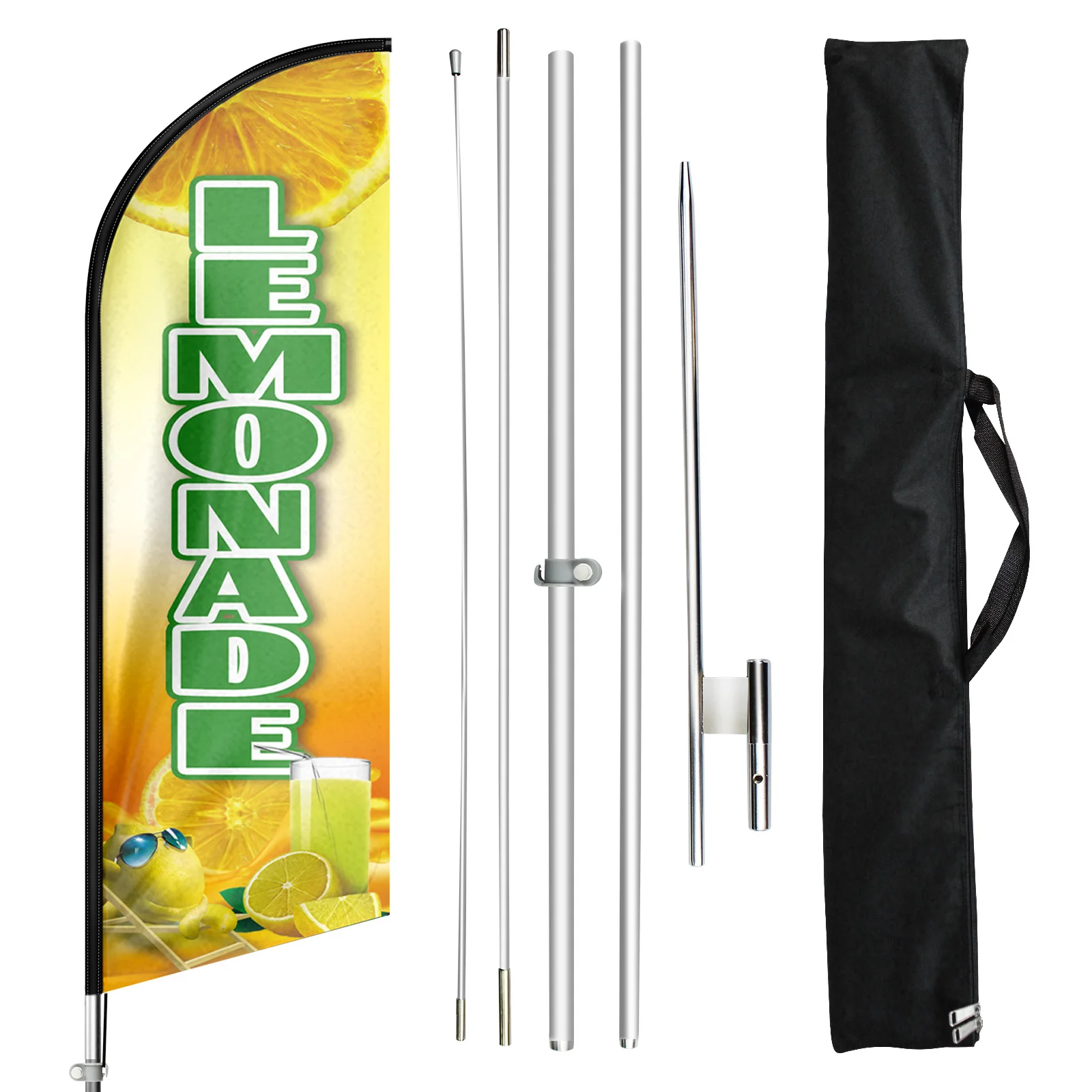 Fsflag 1Pcs 11Ft Lemonade Advertising Feather Flag Con Pole Kit E Ground Spike Swooper Banner Decorations