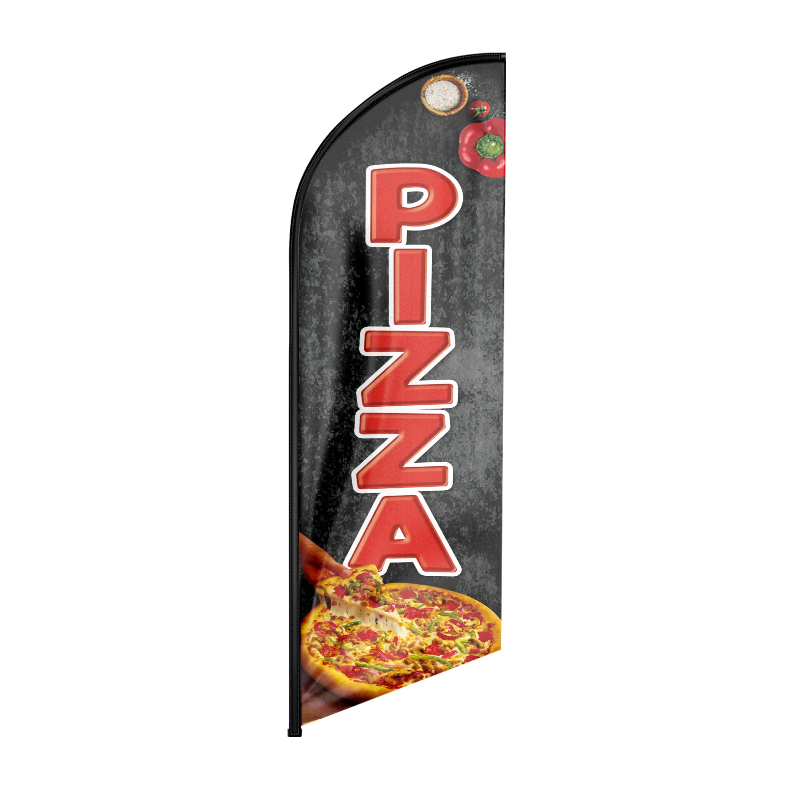 Fsflag 1 Pz 8Ft Pizza2 Feather Flag Con Pole Kit E Ground Spike Swooper Banner Decorazioni (Senza Palo)