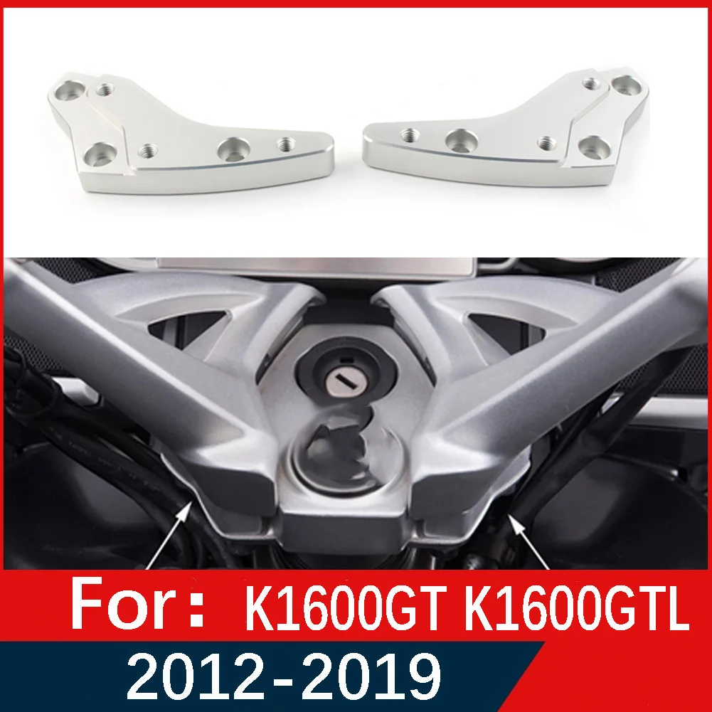 1Pair Silver Motorcycle Handlebar Riser Mount Clamp Adapters Kits W/ Screws For 2012-2019 Bmw K1600Gt K1600Gtl K 1600 Gt Gtl