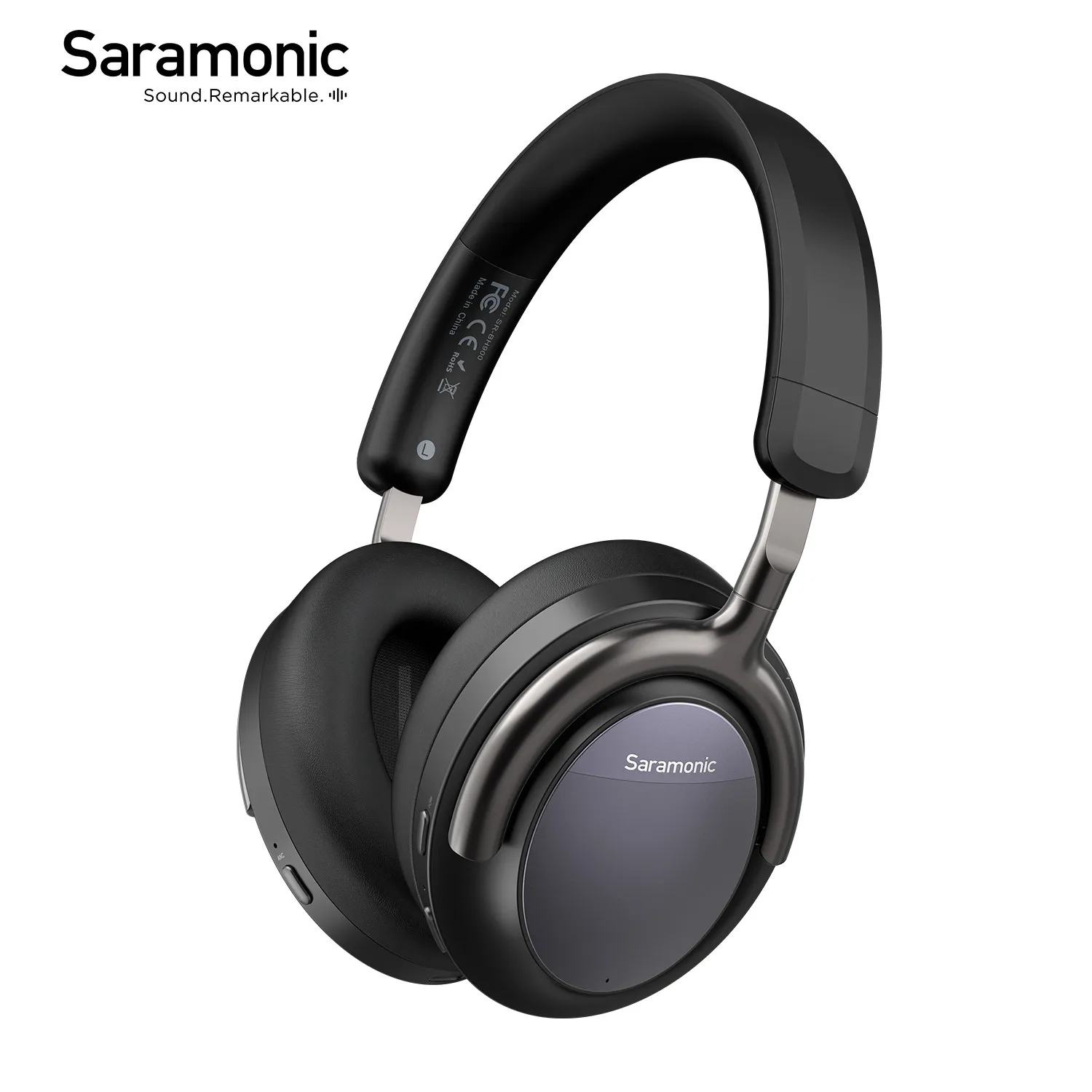 Cuffie Saramonic Sr-Bh900 Cuffie Bluetooth Senza Fili Con Cancellazione Attiva Del Rumore Bassi Di Alta Qualità Per Pc Smartphone Gaming Over