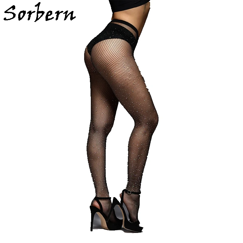 Sorbern 4 Paia Strass Stretto Bdsm Calze Unisex Collant A Rete Femminile Femme Lenceria Diamante Collant Sexy Calze Di Pizzo