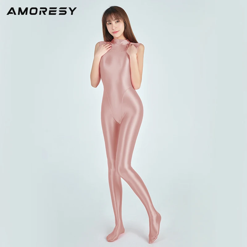 Amoresy Sexy Brilhante Alto Pescocuo Collants Brilhante Suave Casual Correndo Macacao Yoga Calao As Casuais Sexy Panty Hose