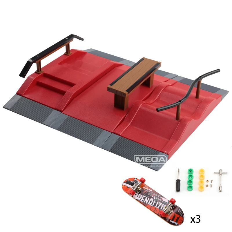 Finger Skateboards Bikes 9 In 1 Diy Skate Park Rampa Parti Set Per Tech Deck Mini Skate Park Scene Indoor Home Toys Regali