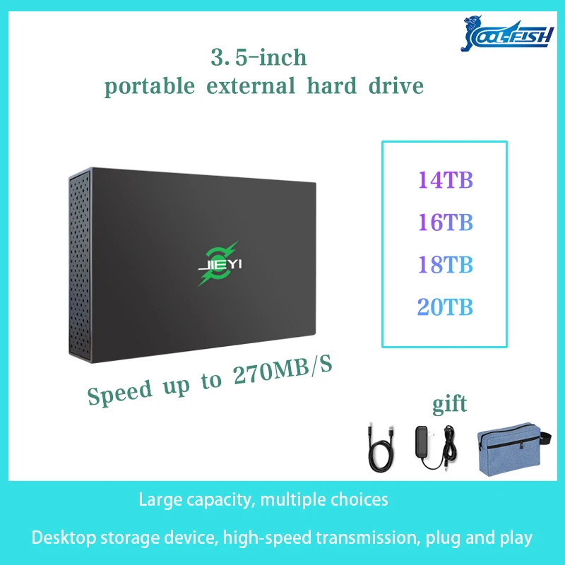 Disco Rigido Esterno Coolfish Hdd14Tb 16Tb 18Tb 20Tb Disco Esterno Disco Rigido Esterno Ad Alta Capacità Da 3.5 Pollici Spedizione Gratuita