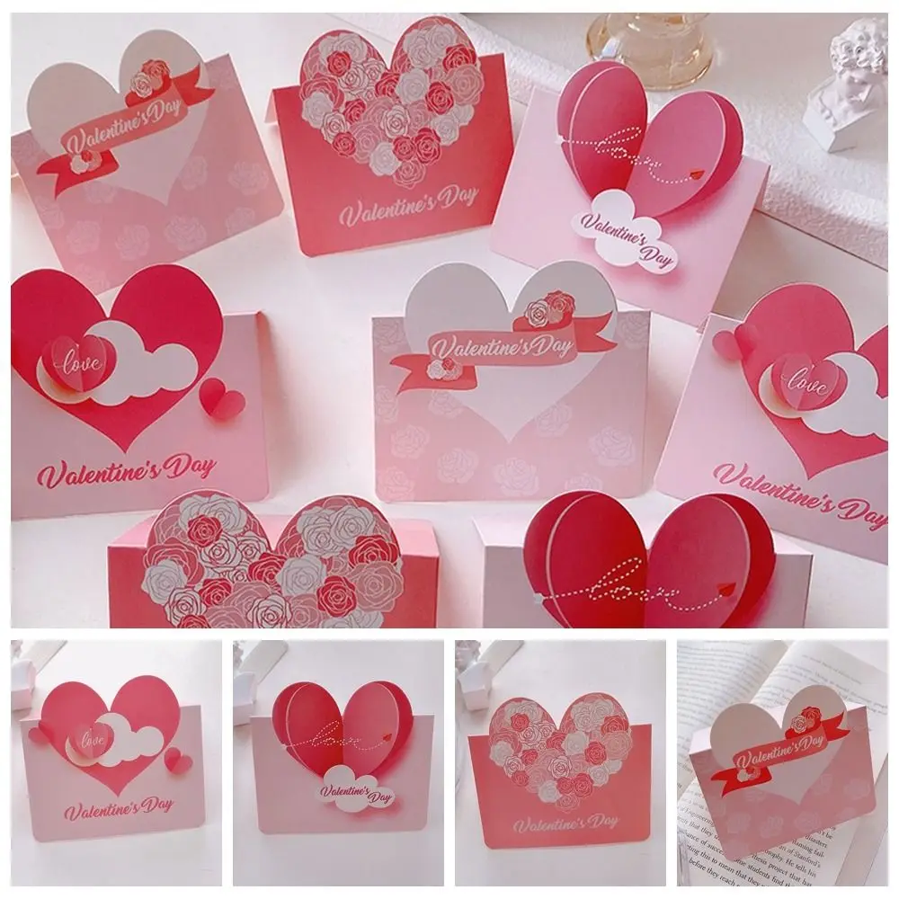 10 Pezzi Fai Da Te Decorazione Biglietto Di Auguri Pieghevole Invito A Mano Biglietto D'Invito Rosa Grazie Messaggio Card Lover