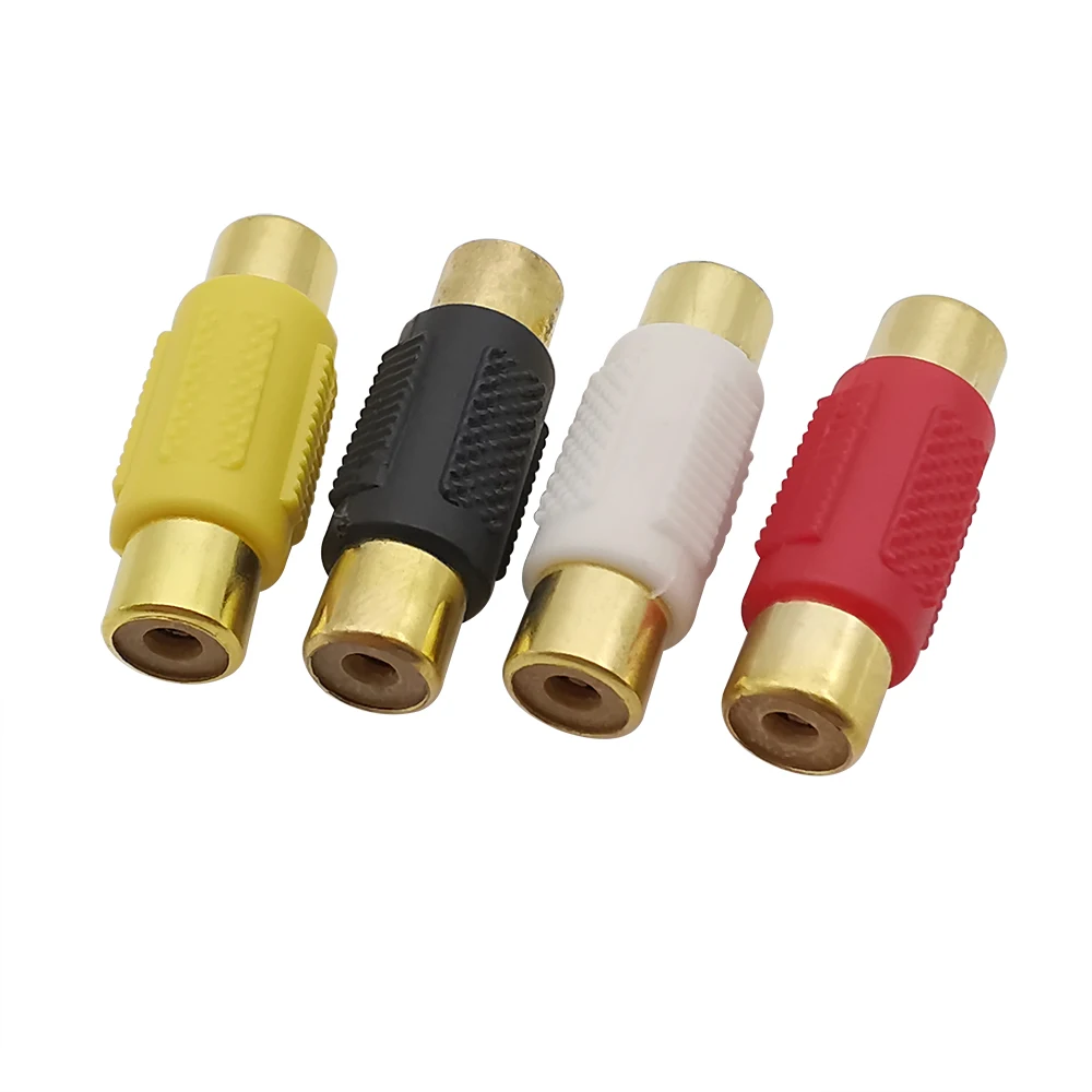 2Pcs Femmina A Femmina Connettore Rca Accoppiatore Dritto Doppio Cavo Audio Video Jack Plug Adapter Rosso Nero Bianco Giallo