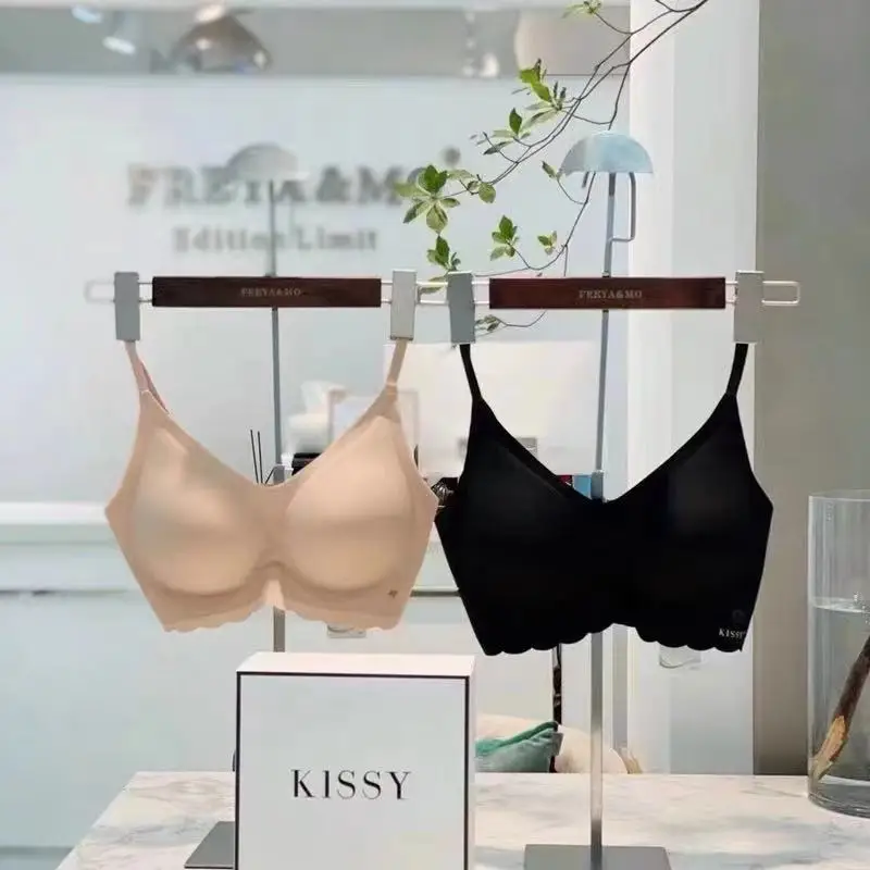 Kissy Underwear Reggicalze Style No Steel Ring Gathered And Adjusted Small Chest Sports Bra Set Sex Confusion