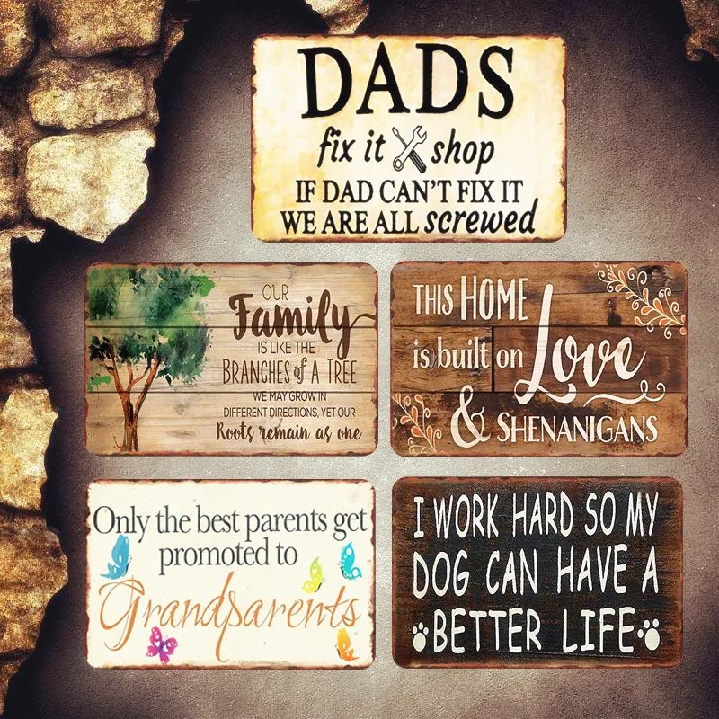 Dad'S Shop Shabby Chic Metal Signs Pub Garage Piatti Decorativi Adesivi Murali Per Famiglie Best Genitori Art Poster Home Decor Mn70