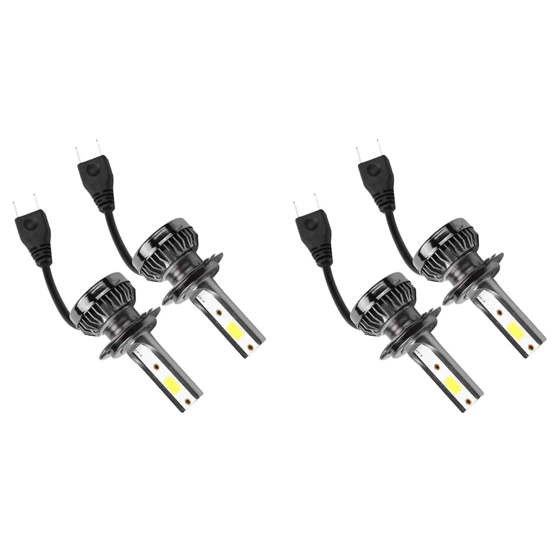 4Pcs Mini 1400W Led Lampadine Per Fari Kit Di Conversione Fendinebbia Fari Hi-Low Drl 6000K Bianco-Plug And Play(H7)