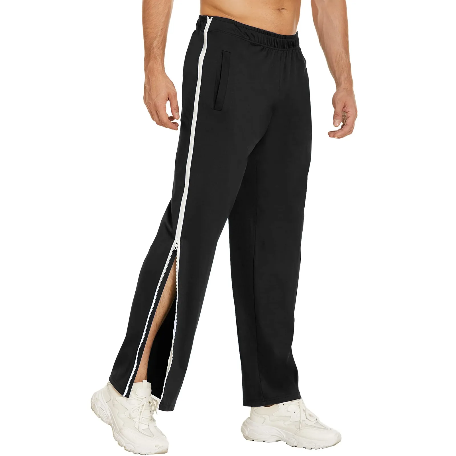 2023 Abbigliamento Uomo Zip Button Splicing Casual Away Tear Pants Pantaloni Pantaloni Sportivi Da Basket Con Allenamento Masculinas Roupas Tasche